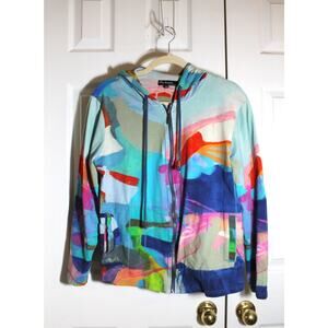 Claire Desjardins Abstract Art to Wear Zip Up Hoodie sz XL